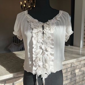 Abercrombie & Fitch Sheer Blouse with adorable accent material flowers. Size S